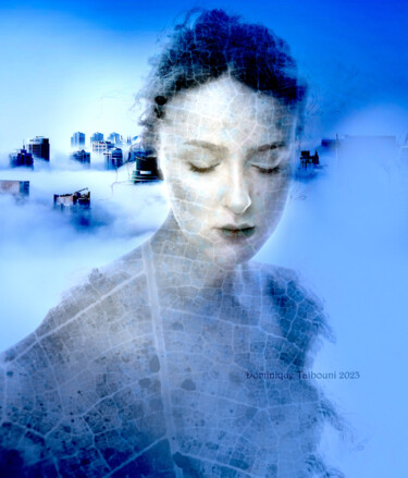 Arts numériques intitulée "Ville bleue" par Dominique Taïbouni, Œuvre d'art originale, Photo montage