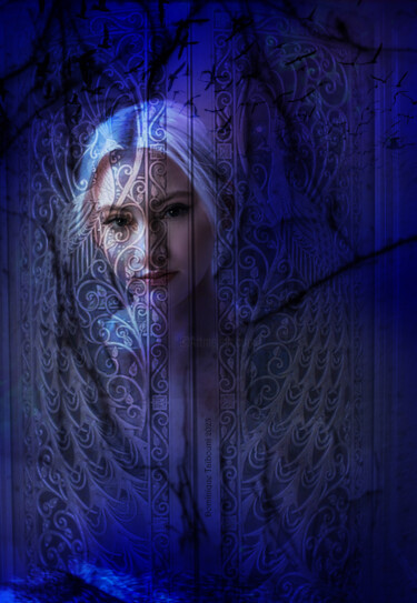 Digitale Kunst mit dem Titel "Bleu nuit" von Dominique Taïbouni, Original-Kunstwerk, Fotomontage