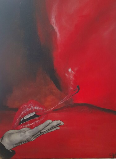 Painting titled "PASSION" by Dominique Traves, Original Artwork, Acrylic