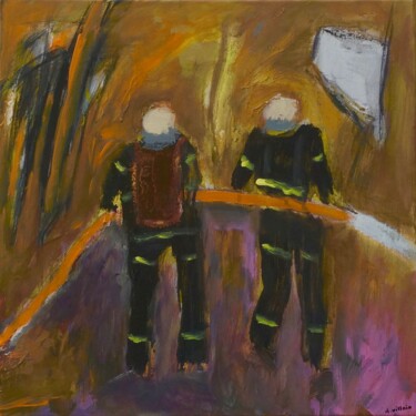 Peinture intitulée "Incendie 7" par Dominique Villain, Œuvre d'art originale, Acrylique Monté sur Châssis en bois