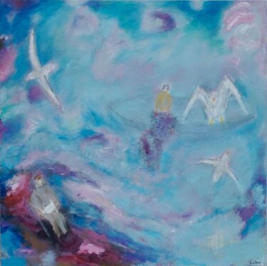 Pittura intitolato "L'albatros 3" da Dominique Villain, Opera d'arte originale, Acrilico Montato su Telaio per barella in le…