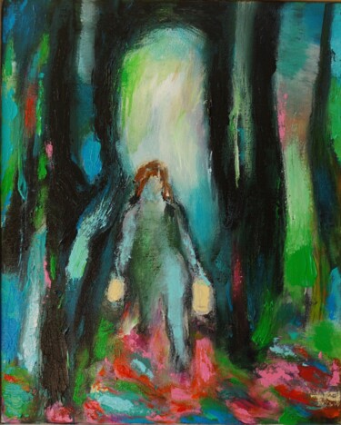Pintura titulada "Femme dans la lumiè…" por Dominique Villain, Obra de arte original, Acrílico Montado en Bastidor de camill…