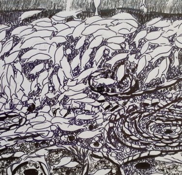 Drawing titled "Toxique VI" by Dominique Berton, Original Artwork, Ink