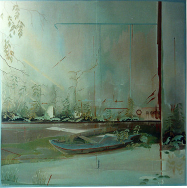 Malerei mit dem Titel "La barque" von Dominique Berton, Original-Kunstwerk