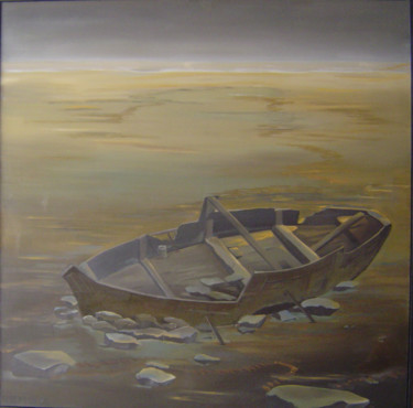 Painting titled "Epave" by Dominique Berton, Original Artwork