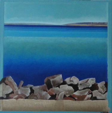 Painting titled "Bleu-mer" by Dominique Berton, Original Artwork