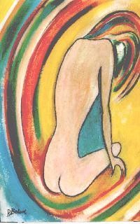 nu et arc en ciel Peinture intitulée "nu et arc en ciel" par Dominique Bertrand, Œuvre d'art originale, Huile