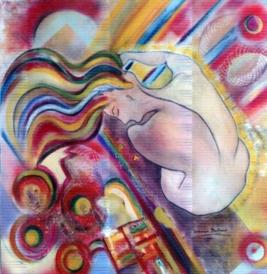 Painting titled "femme en rêve" by Dominique Bertrand, Original Artwork, Acrylic Mounted on Wood Stretcher frame