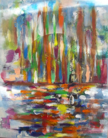 Painting titled "Clair d'eau devant…" by Dominique Bertrand, Original Artwork, Acrylic