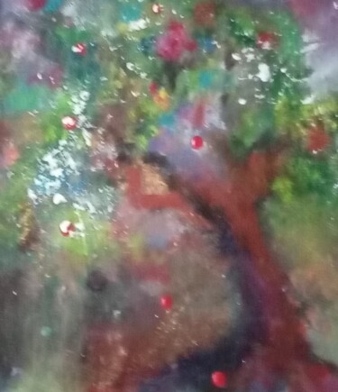 Painting titled "Arbre solitaire" by Dominique Bertrand, Original Artwork, Acrylic