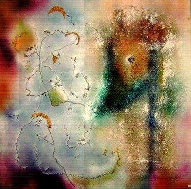 Painting titled "animal heureux" by Dominique Bertrand, Original Artwork
