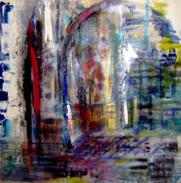 Painting titled "ARCADE OU PORTE AUX…" by Dominique Bertrand, Original Artwork, Acrylic Mounted on Wood Panel