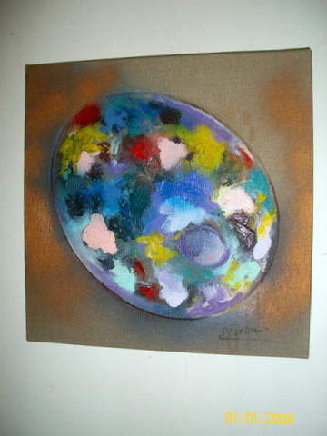 Картина под названием "palette" - Dominique Bertrand, Подлинное произведение искусства, Масло