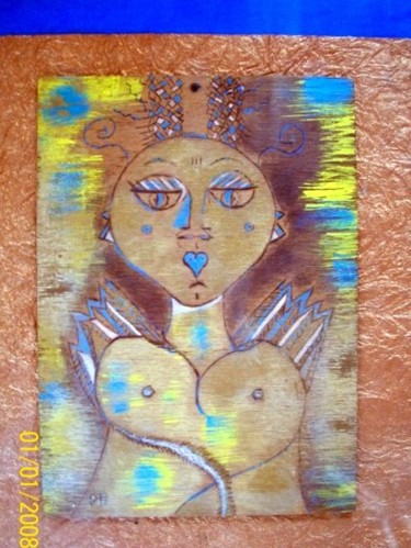 Pintura intitulada "déesse aux seins nus" por Dominique Bertrand, Obras de arte originais, Acrílico