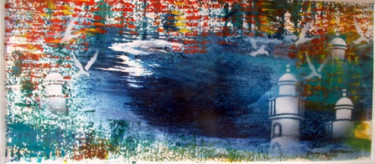 Картина под названием "Phares sur la mer p…" - Dominique Bertrand, Подлинное произведение искусства, Акрил Установлен на кар…