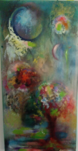 Painting titled "arborescence" by Dominique Bertrand, Original Artwork, Acrylic Mounted on Wood Panel
