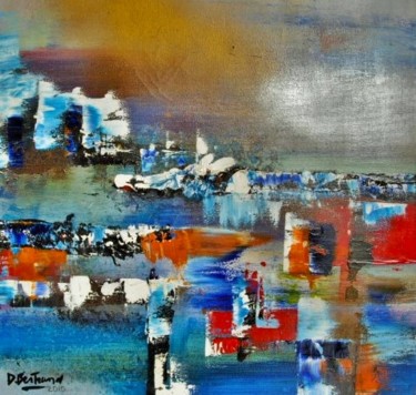 Painting titled "Entrée de port" by Dominique Bertrand, Original Artwork, Acrylic Mounted on Wood Stretcher frame