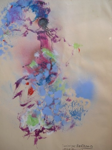 Malerei mit dem Titel "Danseuse de flamenc…" von Dominique Bertrand, Original-Kunstwerk, Pastell Auf Keilrahmen aus Holz mon…