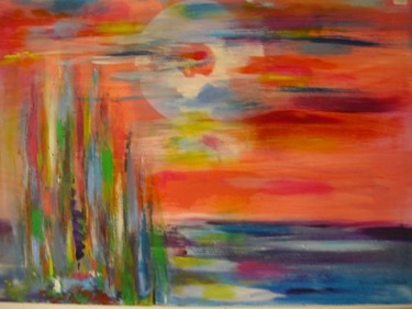 près d'un champ de coquelicots... Peinture intitulée "près d'un champ de…" par Dominique Bertrand, Œuvre d'art originale, Acrylique