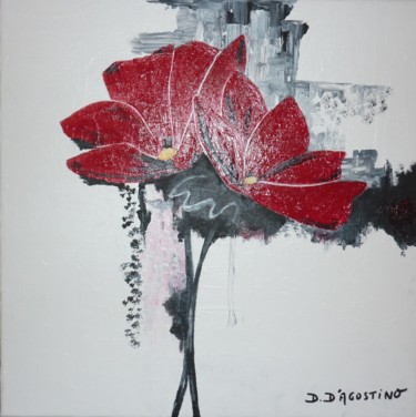 Peinture intitulée "amaryllis-40x40-acr…" par Dominique D'Agostino, Œuvre d'art originale, Acrylique