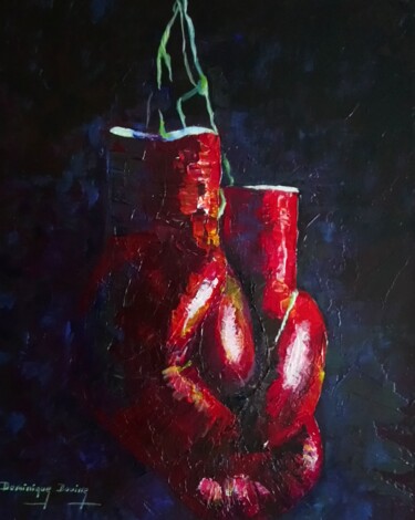 Peinture intitulée "Les gants de boxe" par Dominique Douine, Œuvre d'art originale, Acrylique Monté sur artwork_cat.