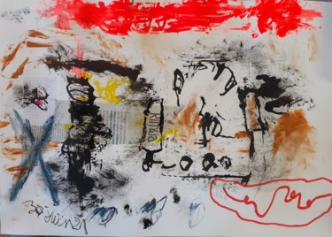 Painting titled "tableau 30 juin 21" by Dominique Evrard, Original Artwork, Acrylic