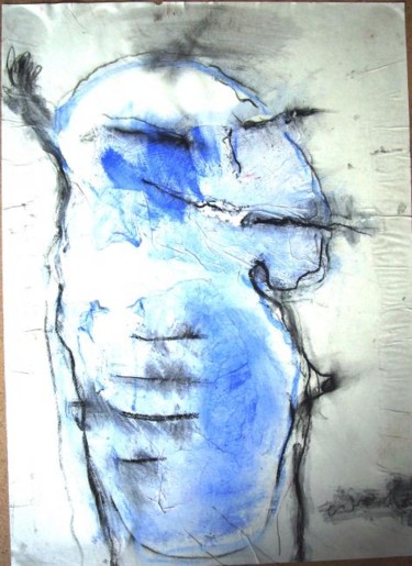 Painting titled "Femme bleu" by Dominique Evrard, Original Artwork