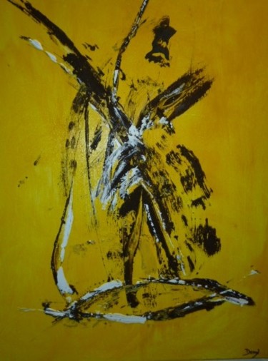 Peinture intitulée "fond-jaune.jpg" par Dominique Fouquart  Domy, Œuvre d'art originale