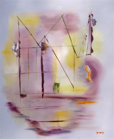 Peinture intitulée "Entre ciel et eau" par Dominique Fouquart  Domy, Œuvre d'art originale