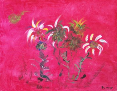Peinture intitulée "Fleurs de toujours" par Dominique Fouquart  Domy, Œuvre d'art originale