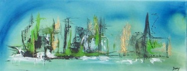 Painting titled "ombres villageoises" by Dominique Fouquart  Domy, Original Artwork