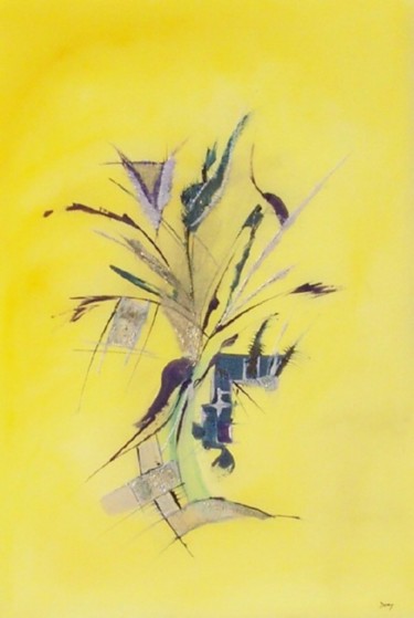 Painting titled "plumas" by Dominique Fouquart  Domy, Original Artwork