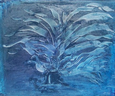 Painting titled "L'oiseau bleu" by Dominique Fouquart  Domy, Original Artwork