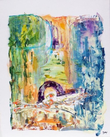 Peinture intitulée "Sous le pont" par Dominique Fouquart  Domy, Œuvre d'art originale