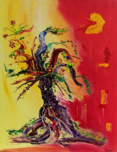 Peinture intitulée "Tree dancing" par Dominique Fouquart  Domy, Œuvre d'art originale