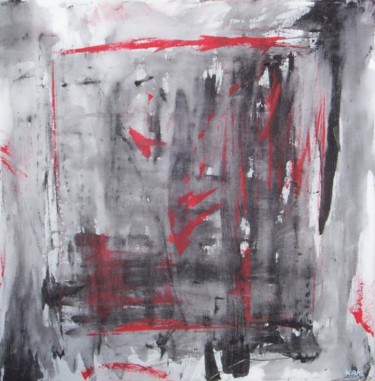 Painting titled "En rouge et noir..." by Dominique Fouquart  Domy, Original Artwork