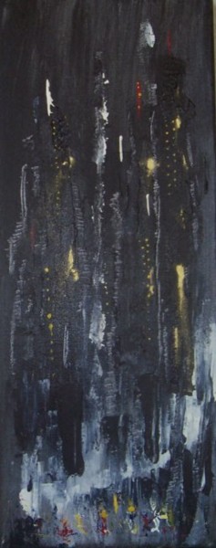 Painting titled "N Y by night" by Dominique Fouquart  Domy, Original Artwork