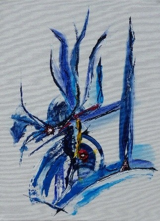 Peinture intitulée "Blue et bluz" par Dominique Fouquart  Domy, Œuvre d'art originale