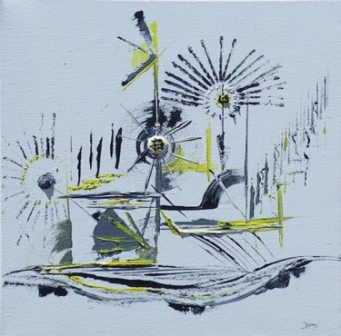 Peinture intitulée "De gris et de jaune" par Dominique Fouquart  Domy, Œuvre d'art originale