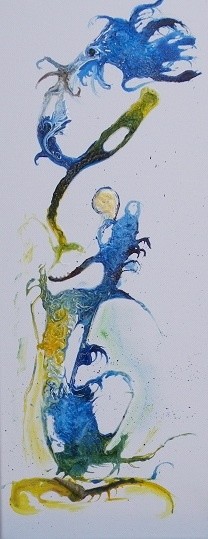 Peinture intitulée "Les amis du poulpe" par Dominique Fouquart  Domy, Œuvre d'art originale