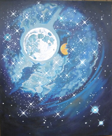 Peinture intitulée "Nuit étoilée" par Dominique Gutmann, Œuvre d'art originale, Acrylique
