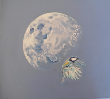 Peinture intitulée "lune 2" par Dominique Gutmann, Œuvre d'art originale, Acrylique