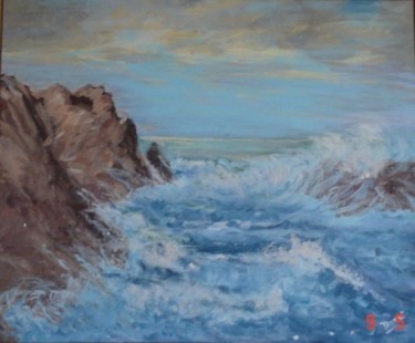 Peinture intitulée "La Mer Déchaînée" par Dominique H., Œuvre d'art originale, Acrylique