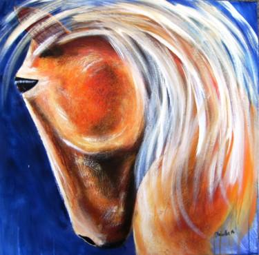 Painting titled "tete-de-cheval-mode…" by Dominique Missler, Original Artwork, Acrylic Mounted on Wood Stretcher frame