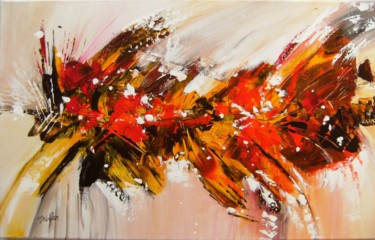 Painting titled "abstrait-jaune-et-b…" by Dominique Missler, Original Artwork, Acrylic Mounted on Wood Stretcher frame
