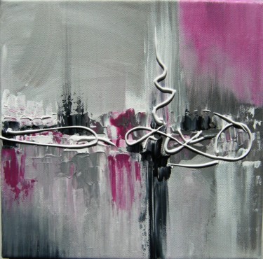 Peinture intitulée "ptit-abstrait-rose-…" par Dominique Missler, Œuvre d'art originale, Acrylique