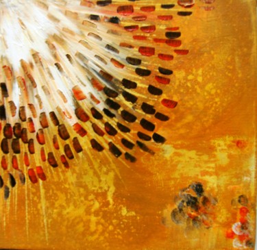 Painting titled "sepia-orange" by Dominique Missler, Original Artwork, Acrylic Mounted on Wood Stretcher frame