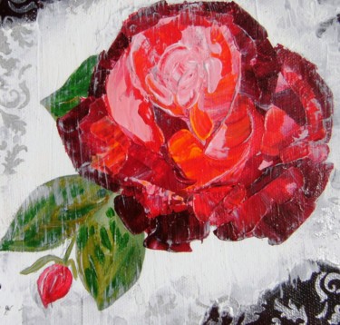 Картина под названием "rose vintage" - Dominique Missler, Подлинное произведение искусства, Акрил