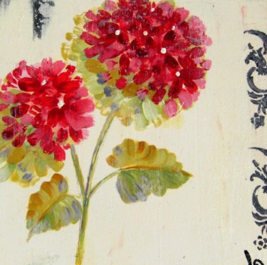 Painting titled "hortensia vintage" by Dominique Missler, Original Artwork, Acrylic
