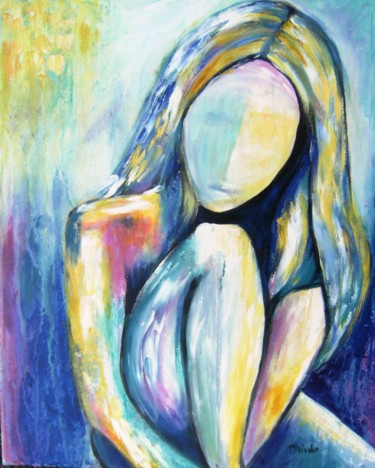 Painting titled "la fille" by Dominique Missler, Original Artwork, Acrylic Mounted on Wood Stretcher frame
